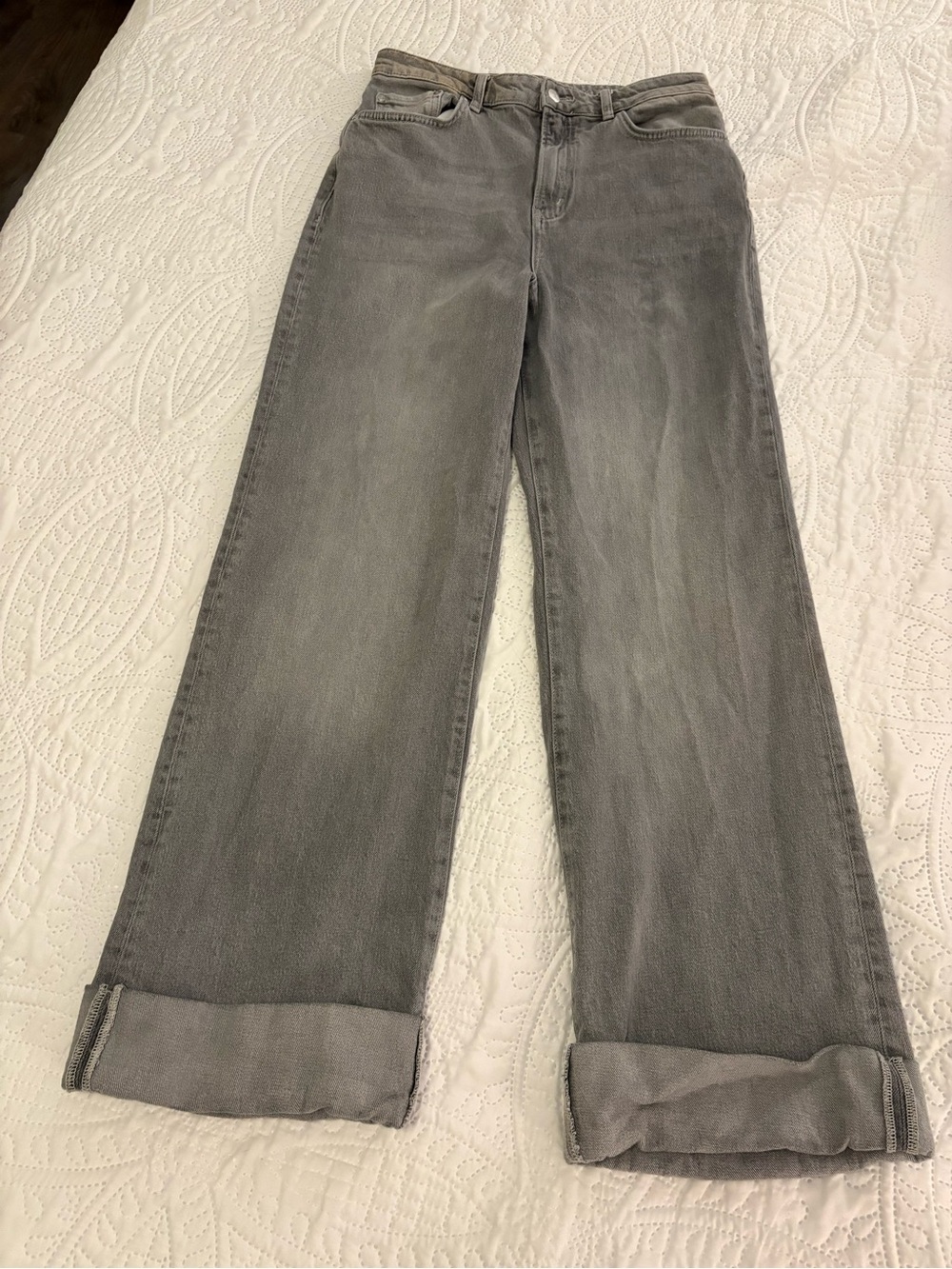 Anthropologie Pilcro High Rise Cuffed Wide Leg Jeans 29 Gray 90s Baggy Denim - Picture 2 of 11